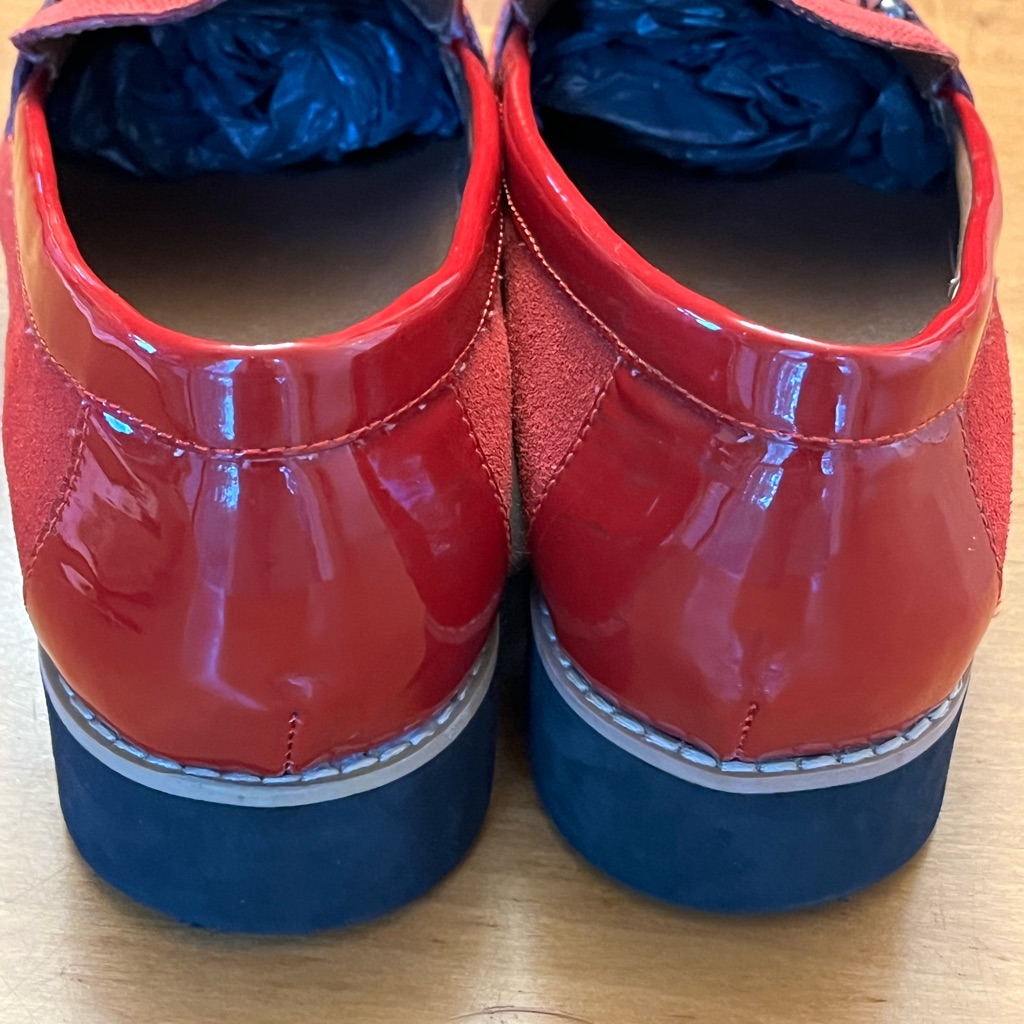 Red Suede And Patent Leather Donald J. Pliner Loafers Size 7.5m